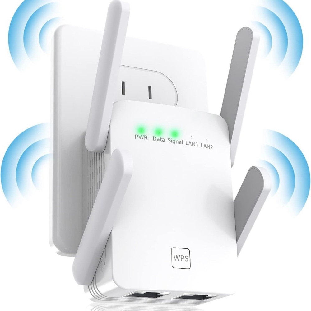 WiFi Extender Signal Booster w/ Ethernet Port & Access Point 1-Tap Setup 2.4GHz
